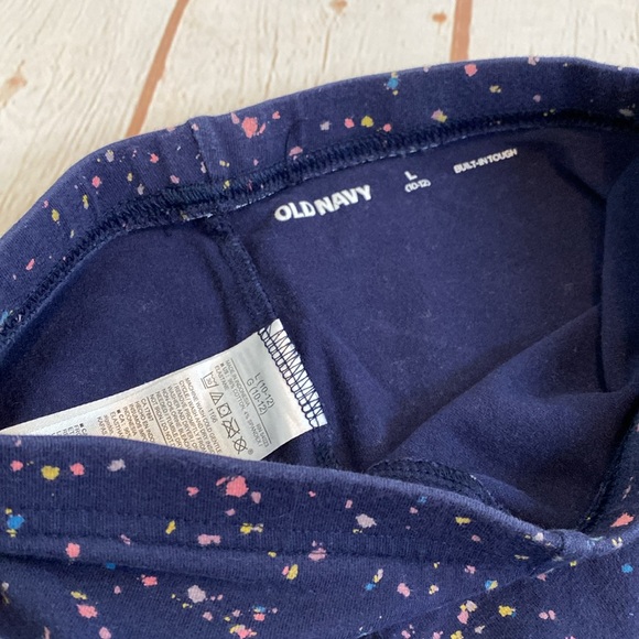 Old Navy Girls Navy Blue Rainbow Splatter Paint Print Basic Leggings - Picture 2 of 5